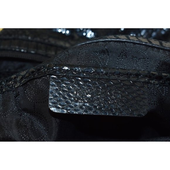 Michael Kors Womens Phyton Black Glossy Leather Patent Snakeskin Shoulder Bag - Picture 14 of 16